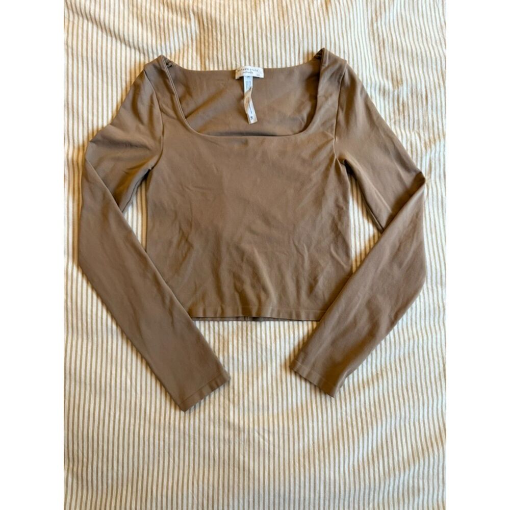 Altar'd State Square Neck Long Sleeve Seamless Crop Top
